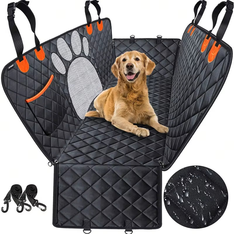 Dog Car Seat Cover Waterproof Pet Cat Carriers Travel Mat Hammock with Visual Mesh Window and Side Zipper Car Seat & Door Protec